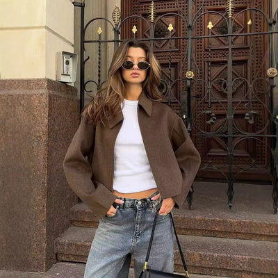 Veste Courte Marron Rétro