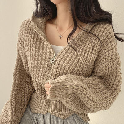 Sweater Court à Capuche Femme Ample et Épais