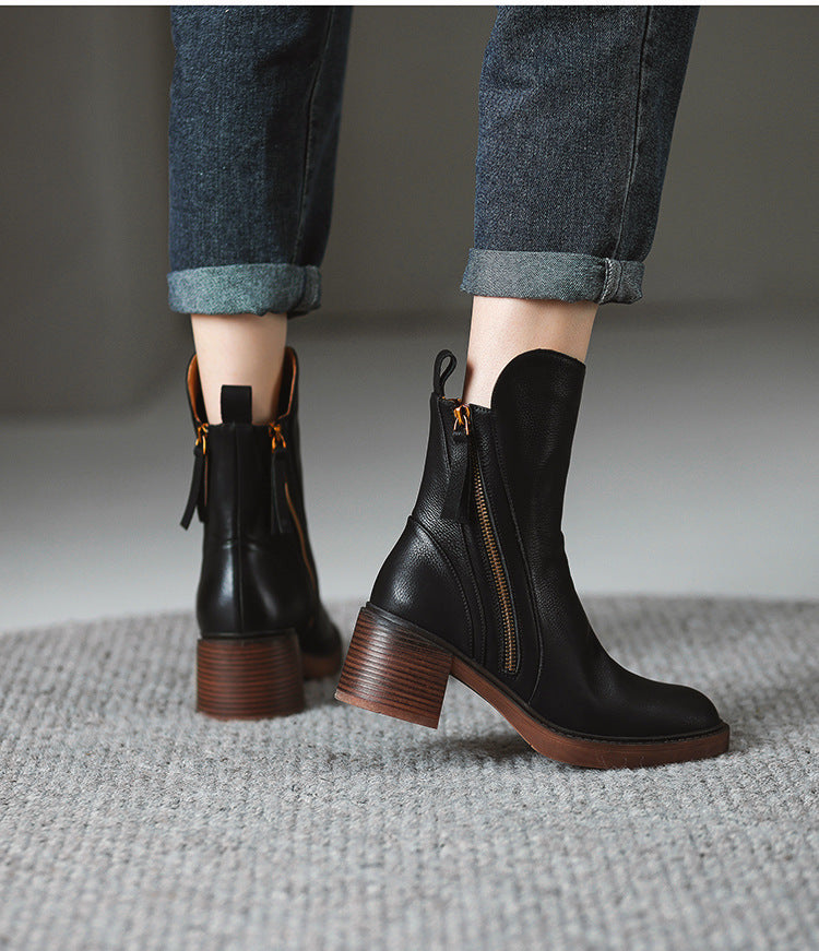 Bottines Rétro à Talon Épais