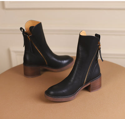 Bottines Rétro à Talon Épais