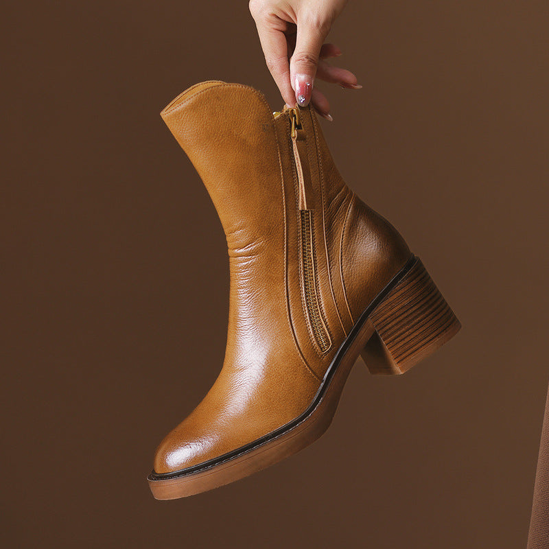 Bottines Rétro à Talon Épais
