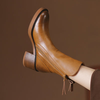 Bottines Rétro à Talon Épais