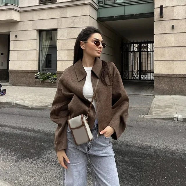 Veste Courte Marron Rétro