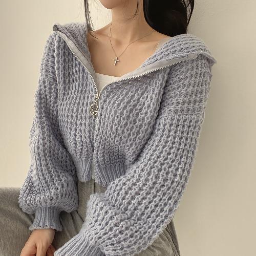Sweater Court à Capuche Femme Ample et Épais