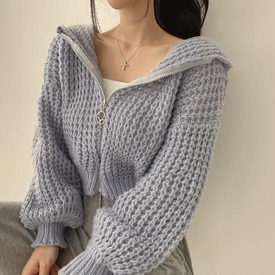 Sweater Court à Capuche Femme Ample et Épais