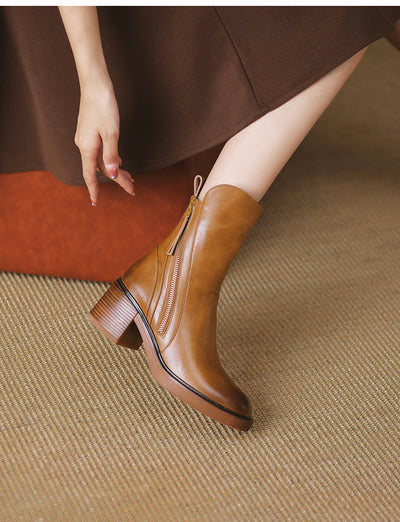 Bottines Rétro à Talon Épais