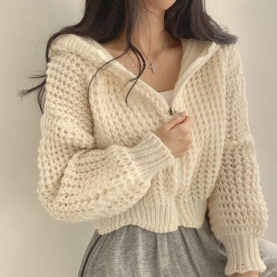 Sweater Court à Capuche Femme Ample et Épais