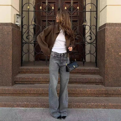Veste Courte Marron Rétro
